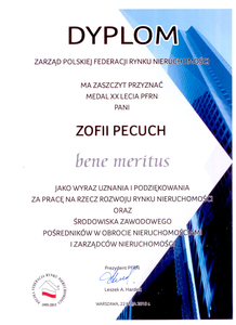 Zofia Pecuch medal XX lecia PFRN